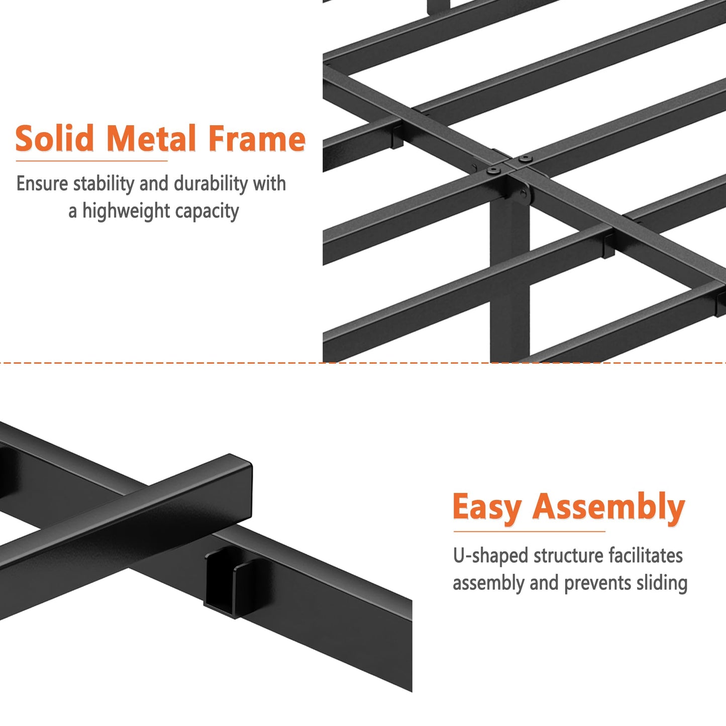 DIIYIV California King Bed Frame-Classic Metal Platform Bed Frame,Mattress Foundation with Steel Slat Support,Under Foundation Storage,No Box Spring Needed, Easy Assembly,California King Size