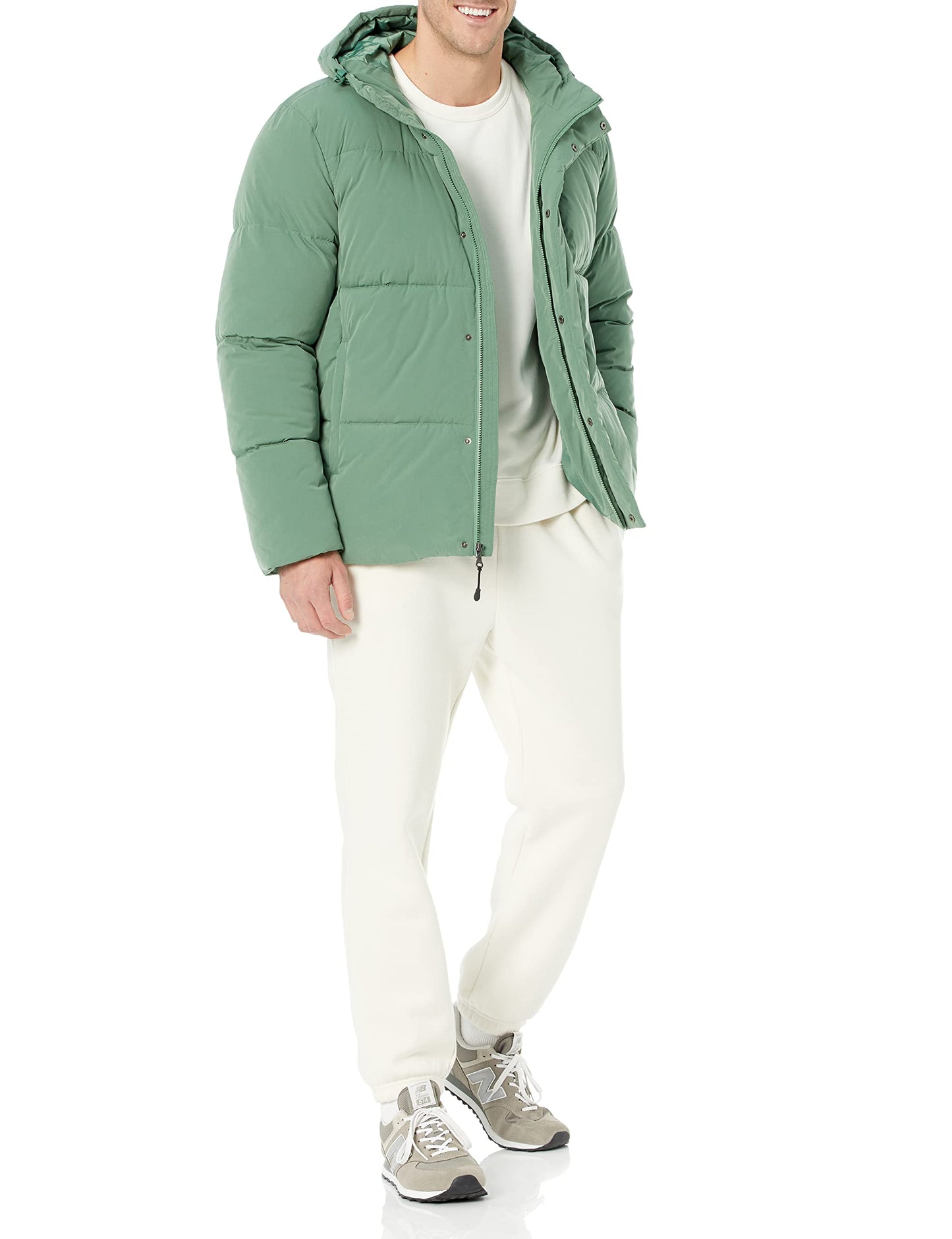 Amazon Essentials Men's Mid-Length Hooded Puffer Coat (Available in Big & Tall), Sage Green, 3X-Large Big Tall