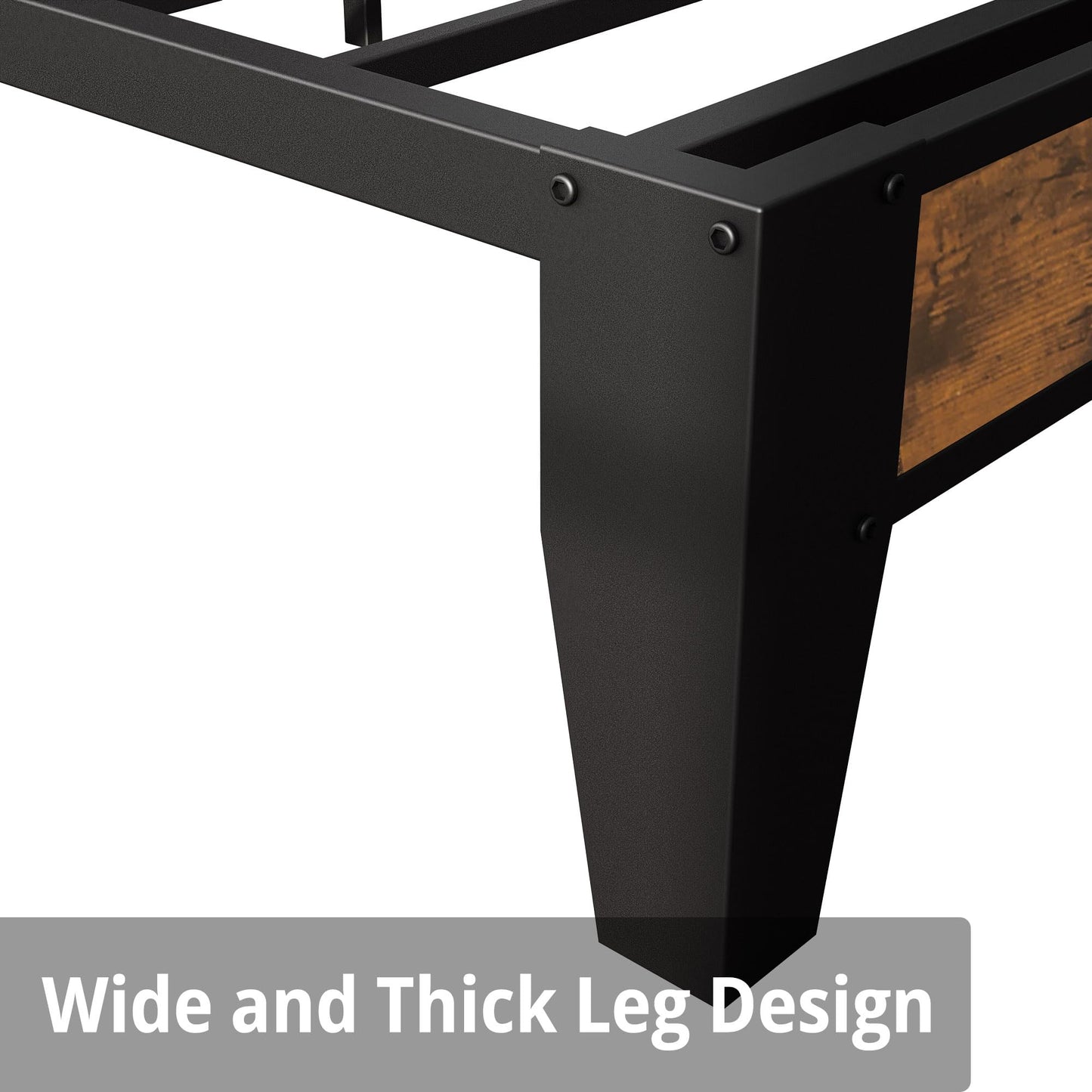 ANCTOR California King Bed Frames, Storage Headboard with Outlets, Easy to Install, Sturdy and Stable, No Noise, No Box Springs Needed, Rustic Brown and Black