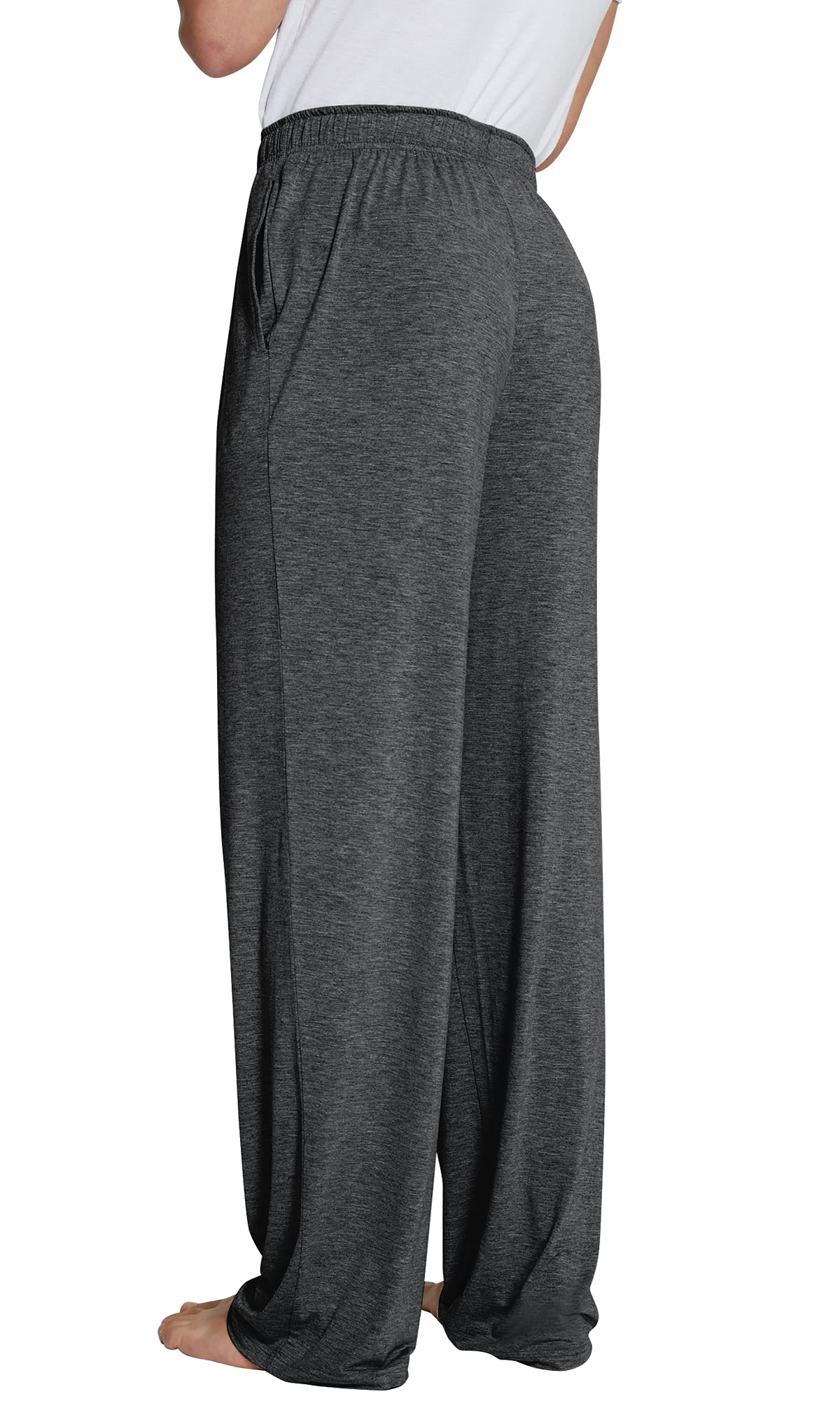 WiWi Bamboo Viscose Pajama Pants for Men Tall Sleep Bottoms Big Warm Long Pj Lightweight Lounge Sweatpants S-XXL, Charcoal Heather, XX-Large