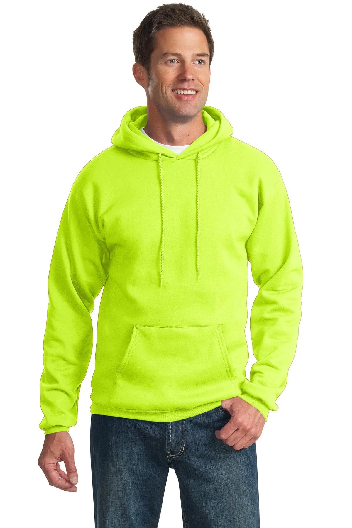 Port & Co TALL Essential Fleece Pullover Hooded Sweatshirt-PC90HT-4XLT-Safety Green