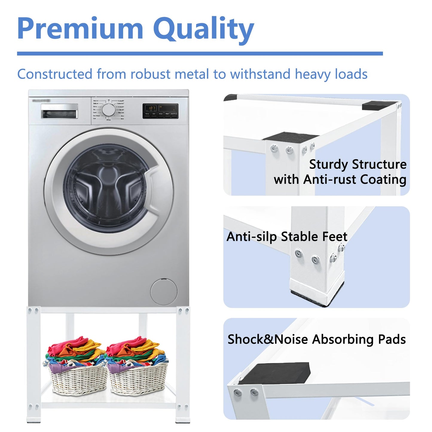 Royxen Laundry Pedestal 20" Height Universal Fit 700lbs Capacity, Washing Machine Base Stand Dryer Base Platform Heavy Duty, 28“ Wide (White)