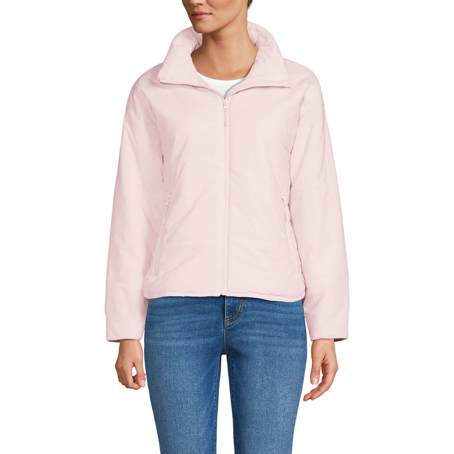 Lands' End Women's Tall WanderFree Insulated Jacket Large Pearl