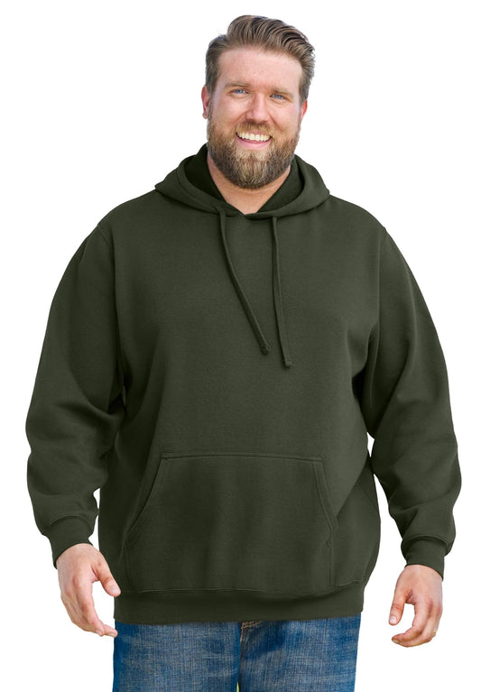 KingSize Men's Big & Tall Fleece Pullover Hoodie - L, Deep Olive