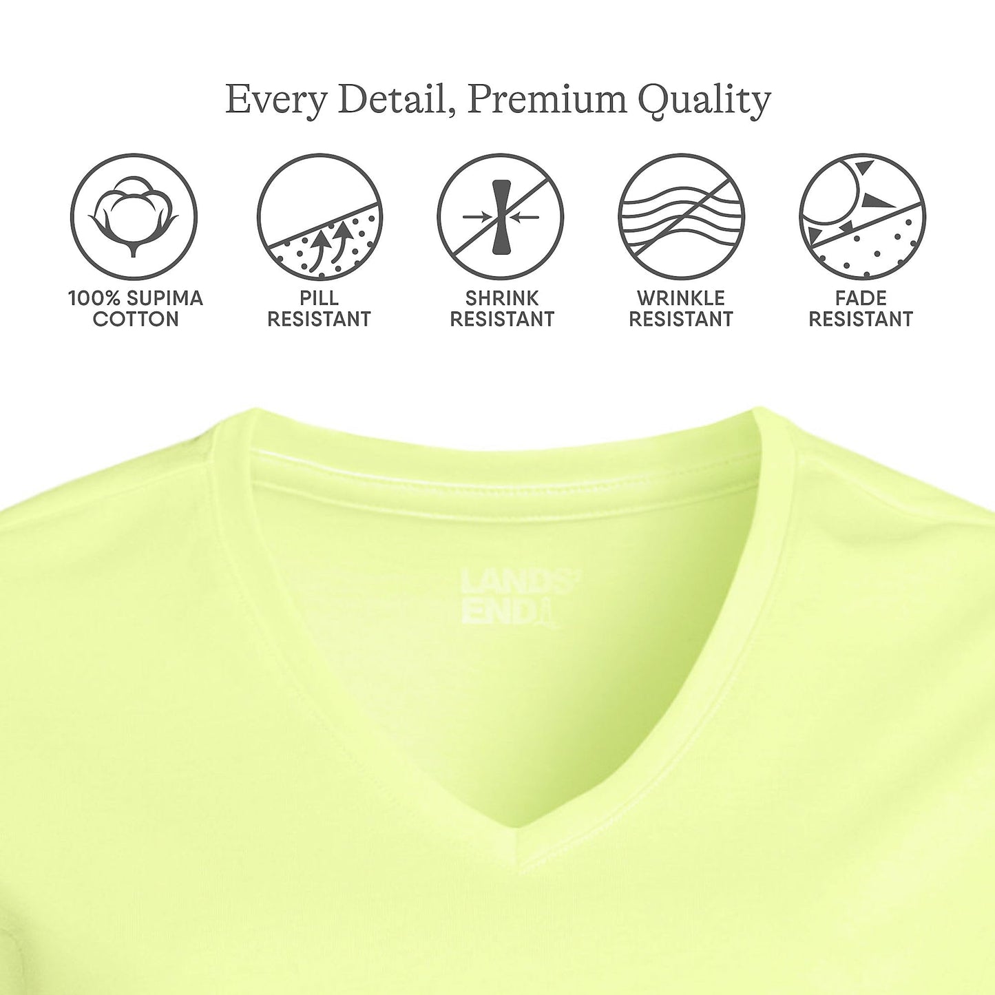 Lands' End Womens SS Relaxed Supima V Neck T Shirt Soft Limoncello Yellow Tall X-Large