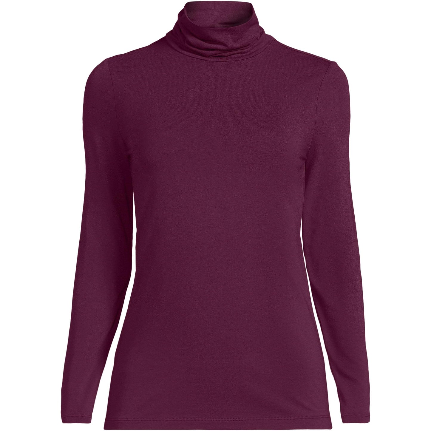 Lands' End Womens Long Sleeve Shaped LWCM Turtleneck Vivid Plum Tall Small