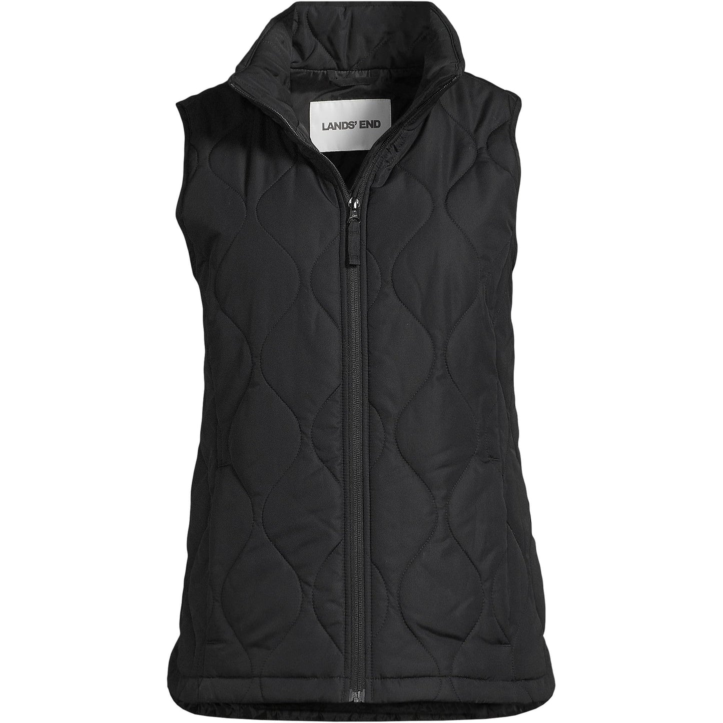 Lands' End Womens FeatherFree Onion Quilted Insulated Vest Black Tall Small