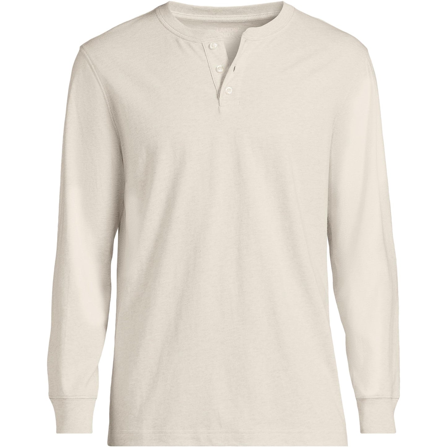 Lands' End Mens Long Sleeve Super-T Henley Flax Heather Tall XX-Large