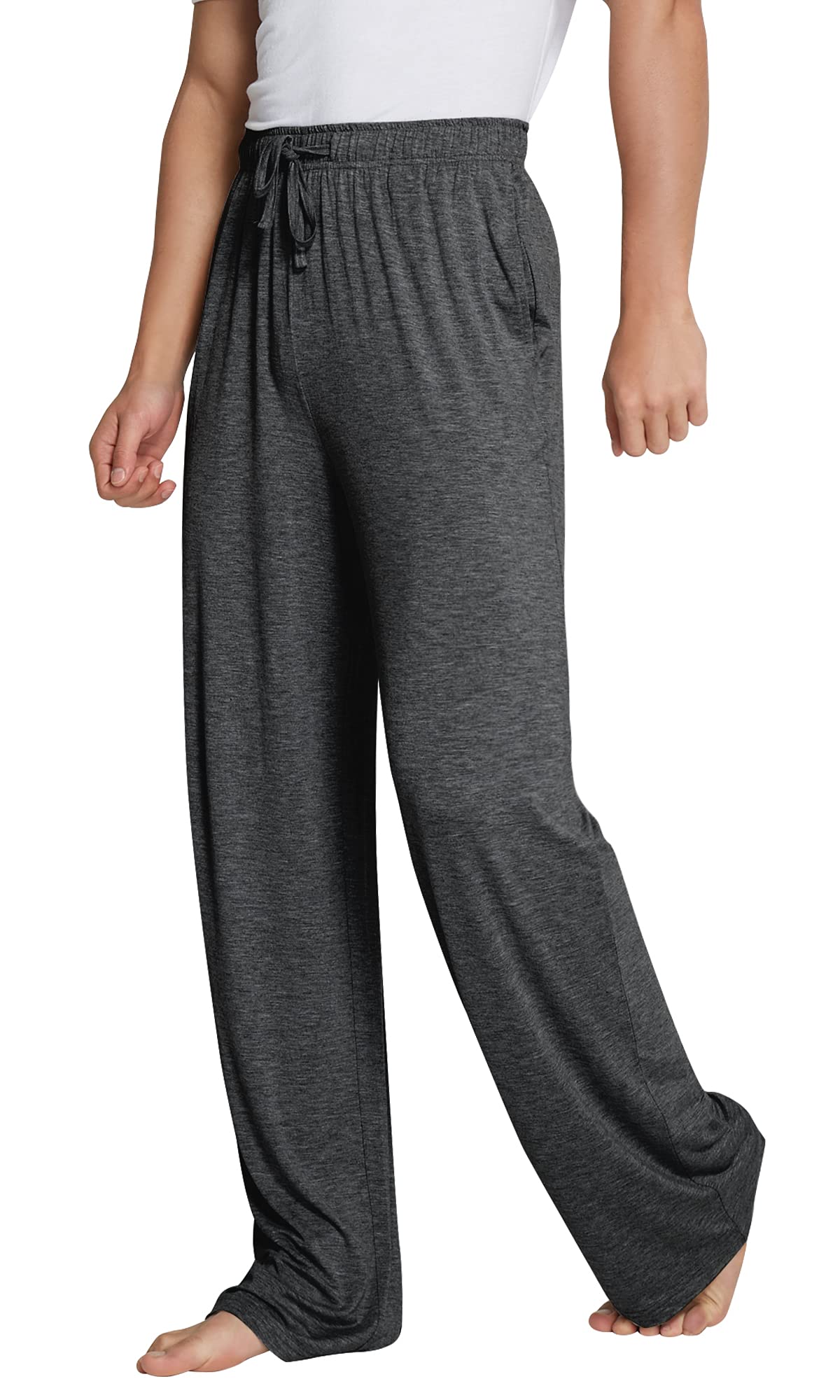 WiWi Bamboo Viscose Pajama Pants for Men Tall Sleep Bottoms Big Warm Long Pj Lightweight Lounge Sweatpants S-XXL, Charcoal Heather, XX-Large