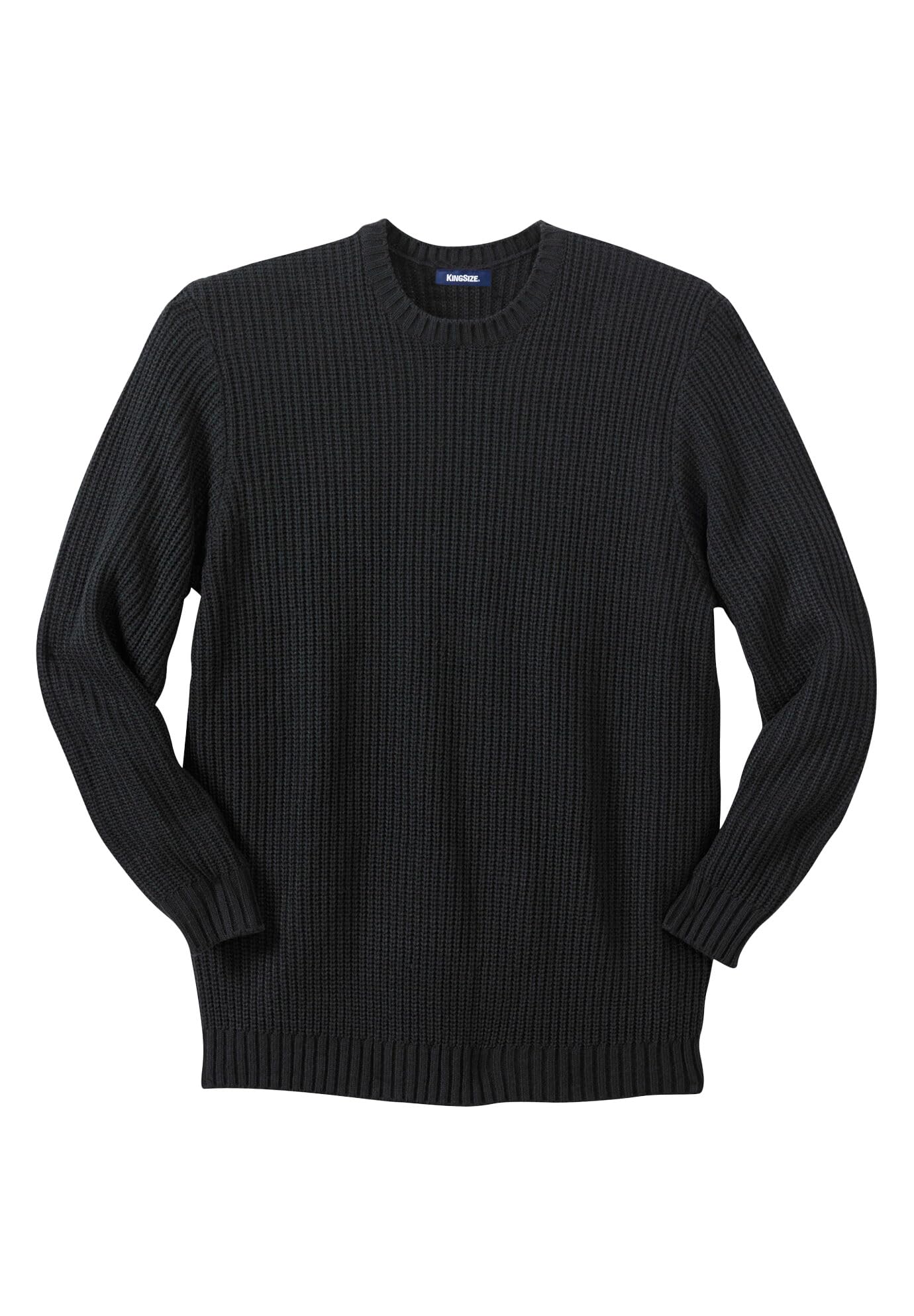 KingSize Men's Big & Tall Shaker Knit Crewneck Sweater - 7XL, Black