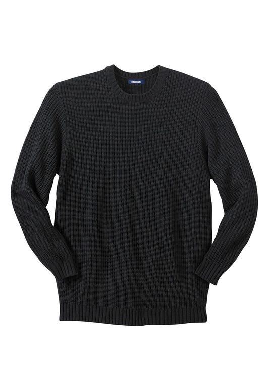 KingSize Men's Big & Tall Shaker Knit Crewneck Sweater - 7XL, Black