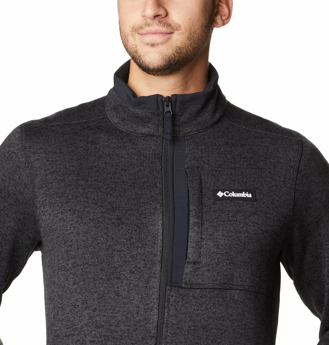 Columbia Men's Big & Tall Sweater Weather Full Zip, Black Heather, 3X Tall