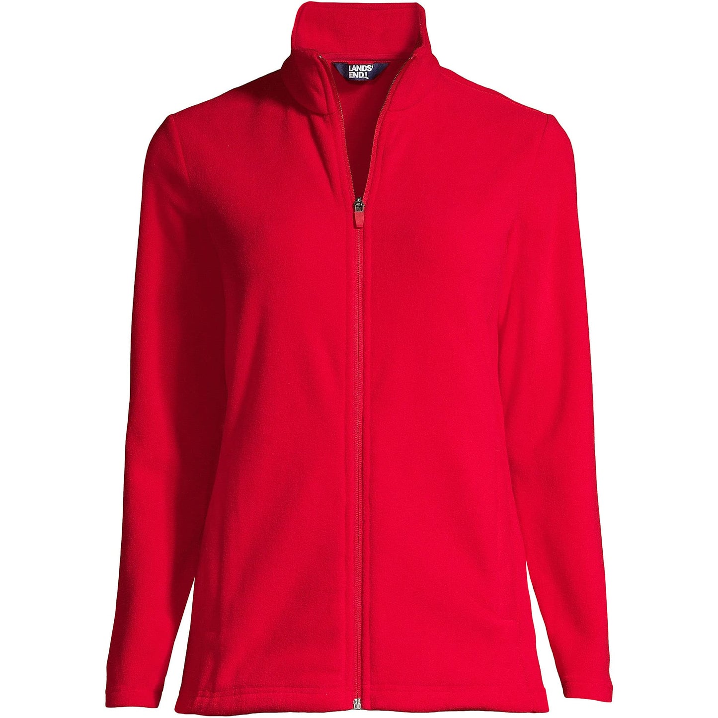 Lands' End Womens Full Zip Fleece Jacket Rich Red Tall Large