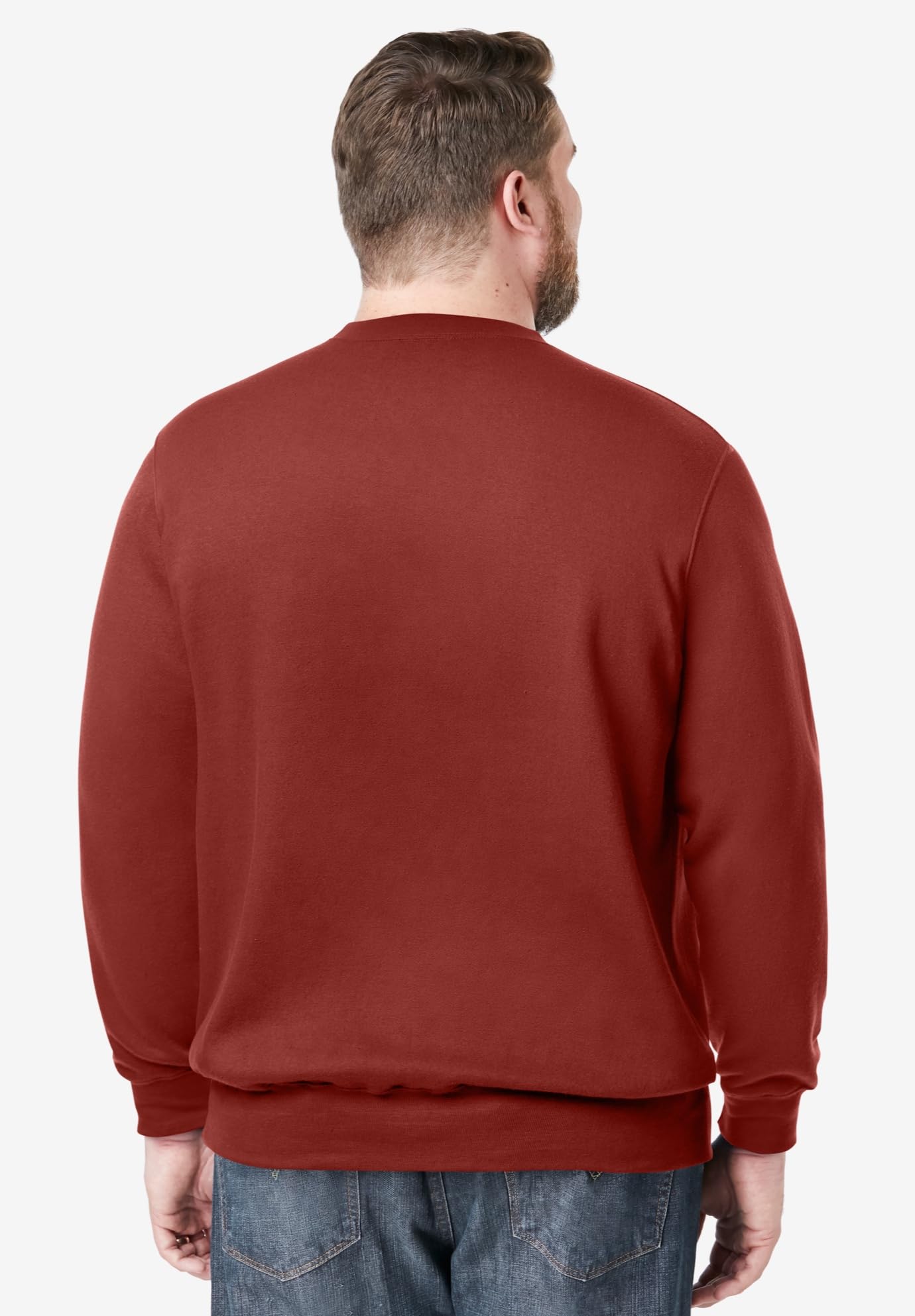 KingSize Men's Big & Tall Fleece Crewneck Sweatshirt - L, Mountain Red