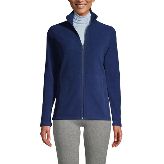 Lands' End Womens Full Zip Fleece Jacket Deep Sea Navy Tall Small