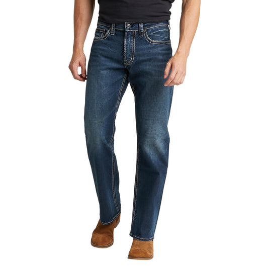 Silver Jeans Co. Men's Zac Relaxed Fit Straight Leg Jeans, Dark Indigo Wash, 30W x 36L