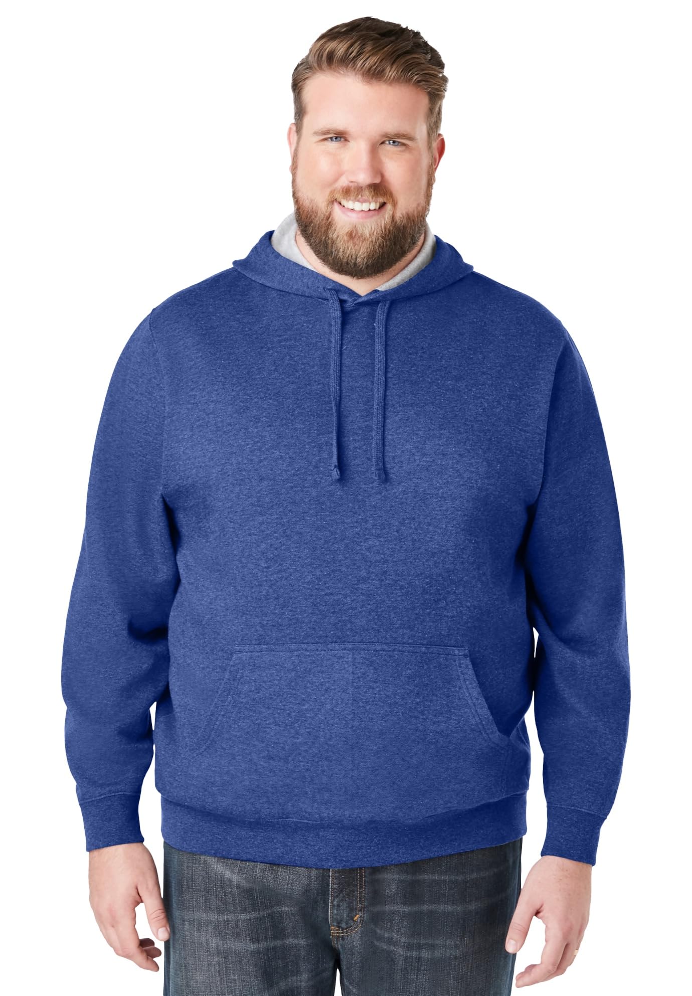 KingSize Men's Big & Tall Fleece Pullover Hoodie - 8XL, Heather Navy