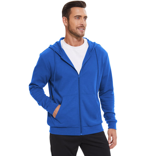 LETAOTAO Lightweight Hoodie Men Zip Up Hooded Sweatshirt Thin Slim Fit Jacket Available in Regular & Tall Sizes（Blue，Tall-M）
