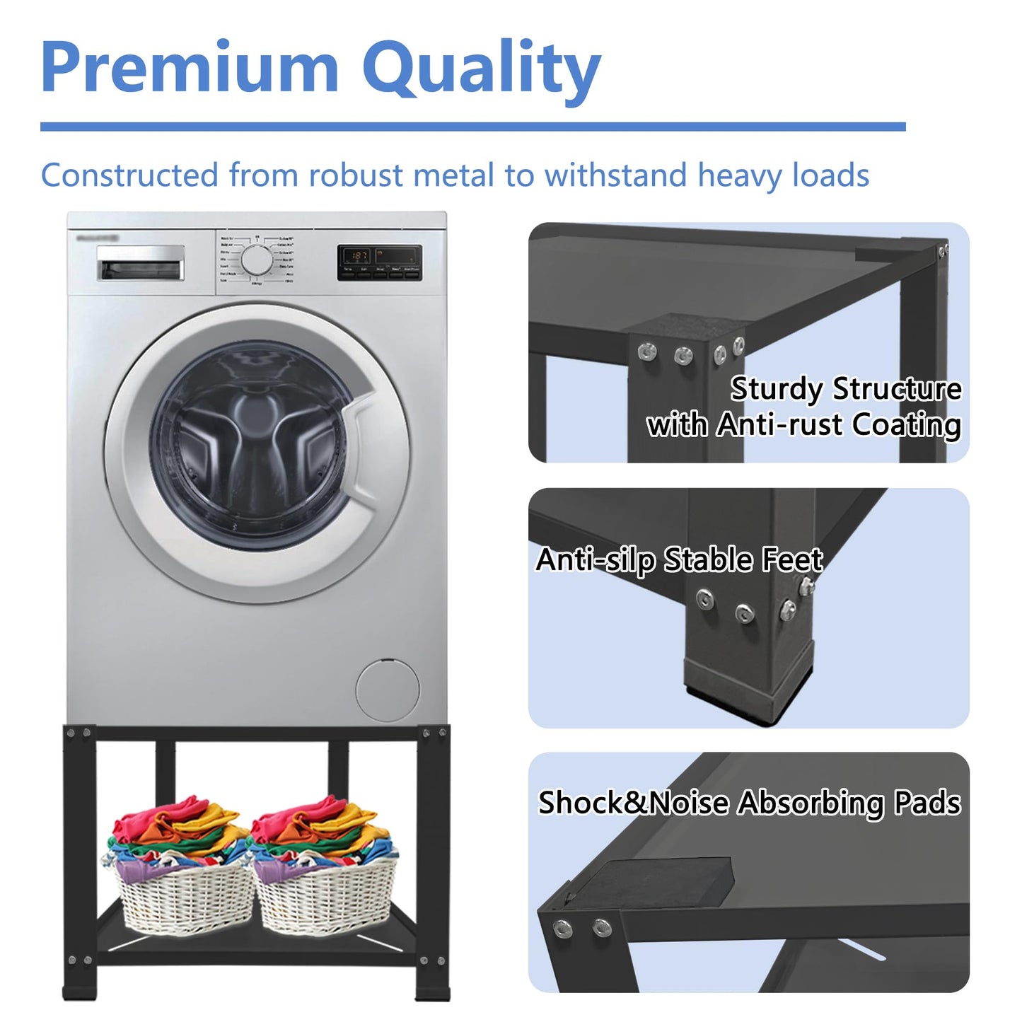 Royxen Laundry Pedestal,20" Height Washer and Dryer Pedestal, Universal Fit Washing Machine Base Stand Dryer Base Platform Heavy Duty with 28" Wide, (Black)