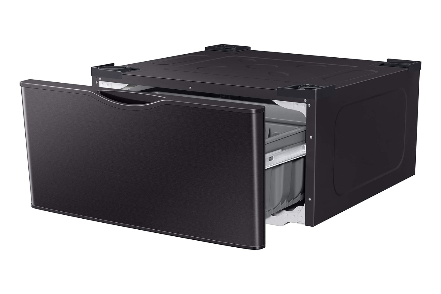 SAMSUNG 27-Inch Washer Dryer Pedestal Stand w/ Pull Out Laundry Storage Drawer, Stainless Steel, WE402NV/A3, Brushed Black