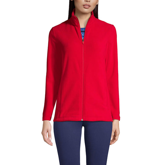 Lands' End Womens Full Zip Fleece Jacket Rich Red Tall Large