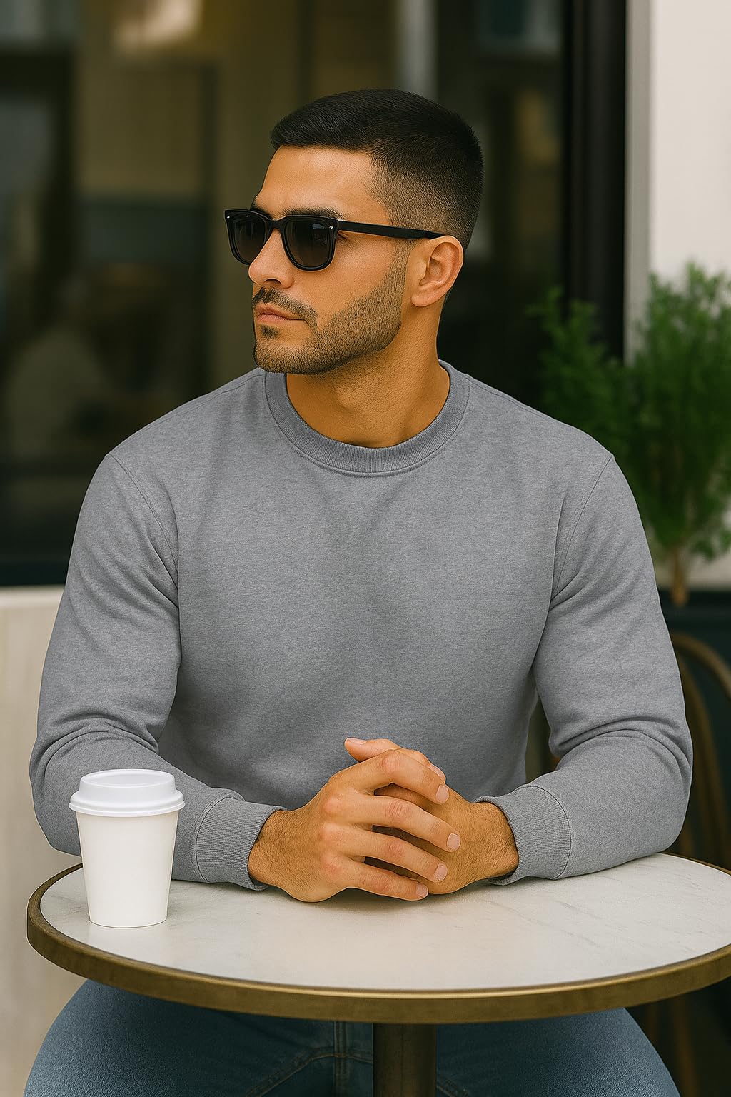 JustBlanks Fleece Sweatshirt for Men Tall Men’s Sweatshirt Crewneck Sweatshirt Relaxed-Fit Pullover Sweatshirt - Athletic Heather - 2XLT