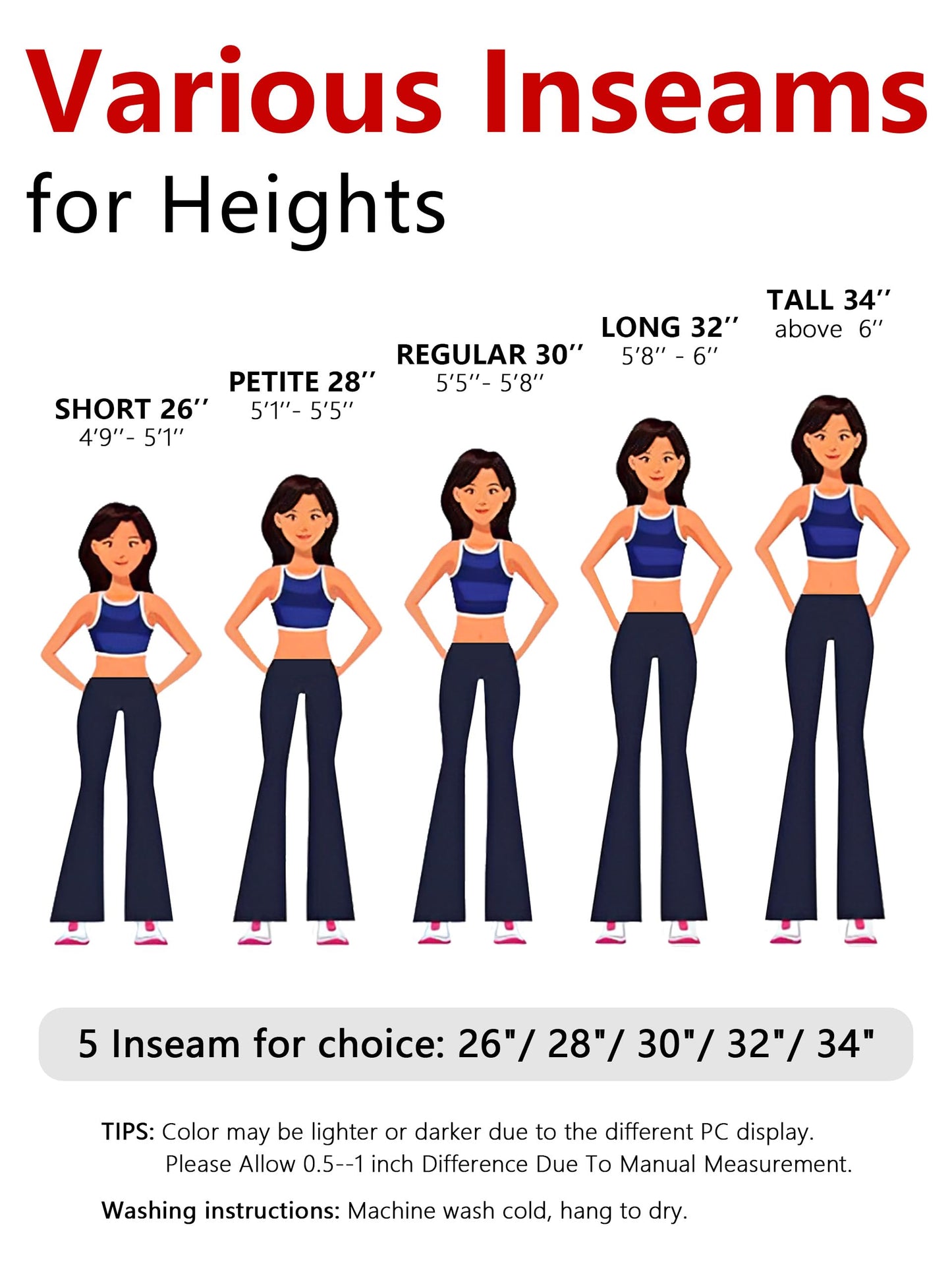 Tapata Women's 28''/30''/32''/34'' Stretchy Bootcut Dress Pants with Pockets Tall, Petite, Regular for Office Work Business 34", Black, M