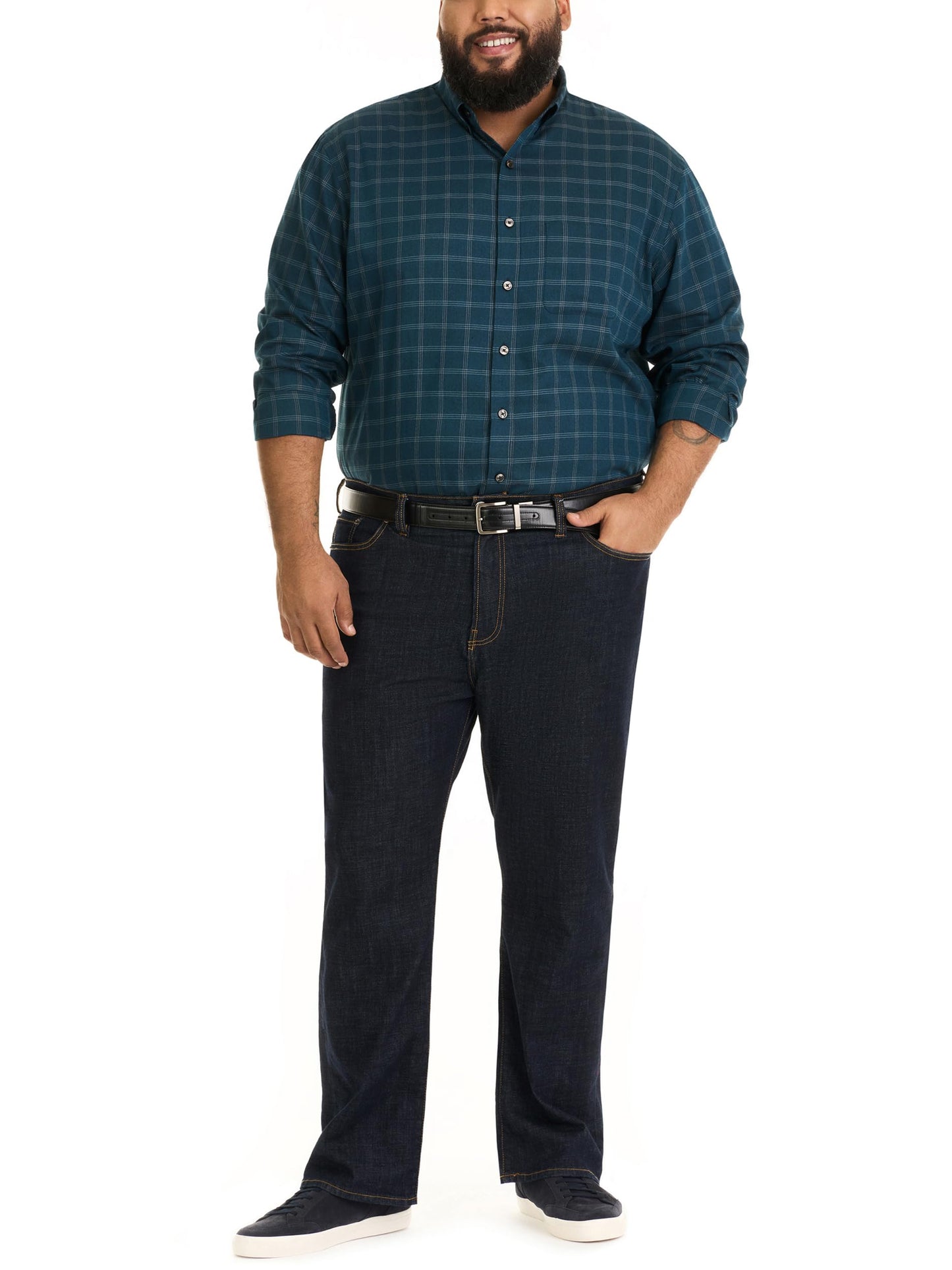 Van Heusen Men's Size Big Wrinkle Free Long Sleeve Button Down Shirt, Turquoise Seabed, 2X-Large Tall