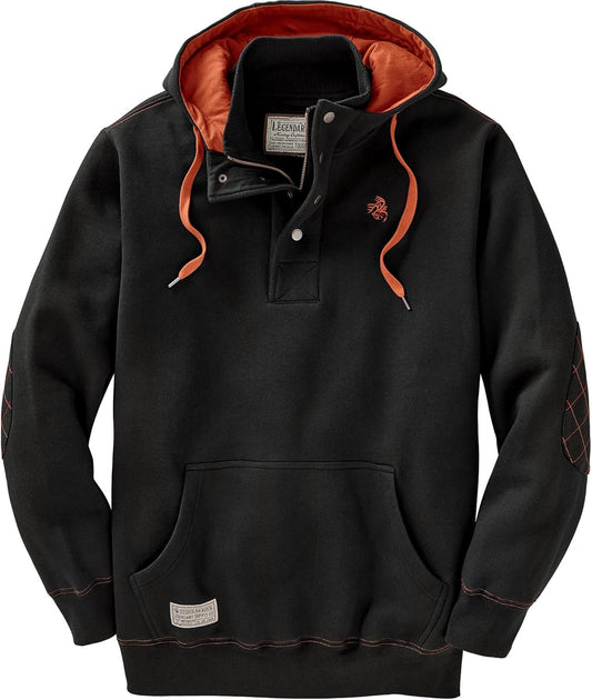 Legendary Whitetails Men's Tall Size Tough As Buck 1/4 Zip Action Hoodie, Black, X-Large