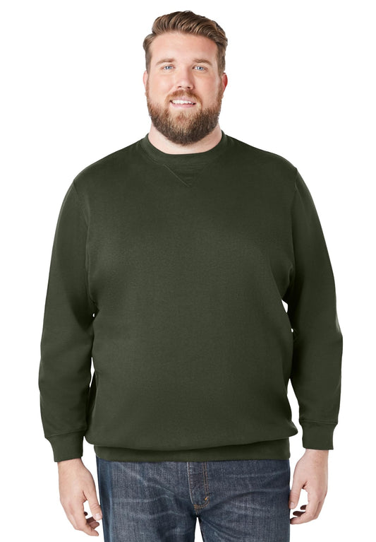 KingSize Men's Big & Tall Fleece Crewneck Sweatshirt - 5XL, Deep Olive