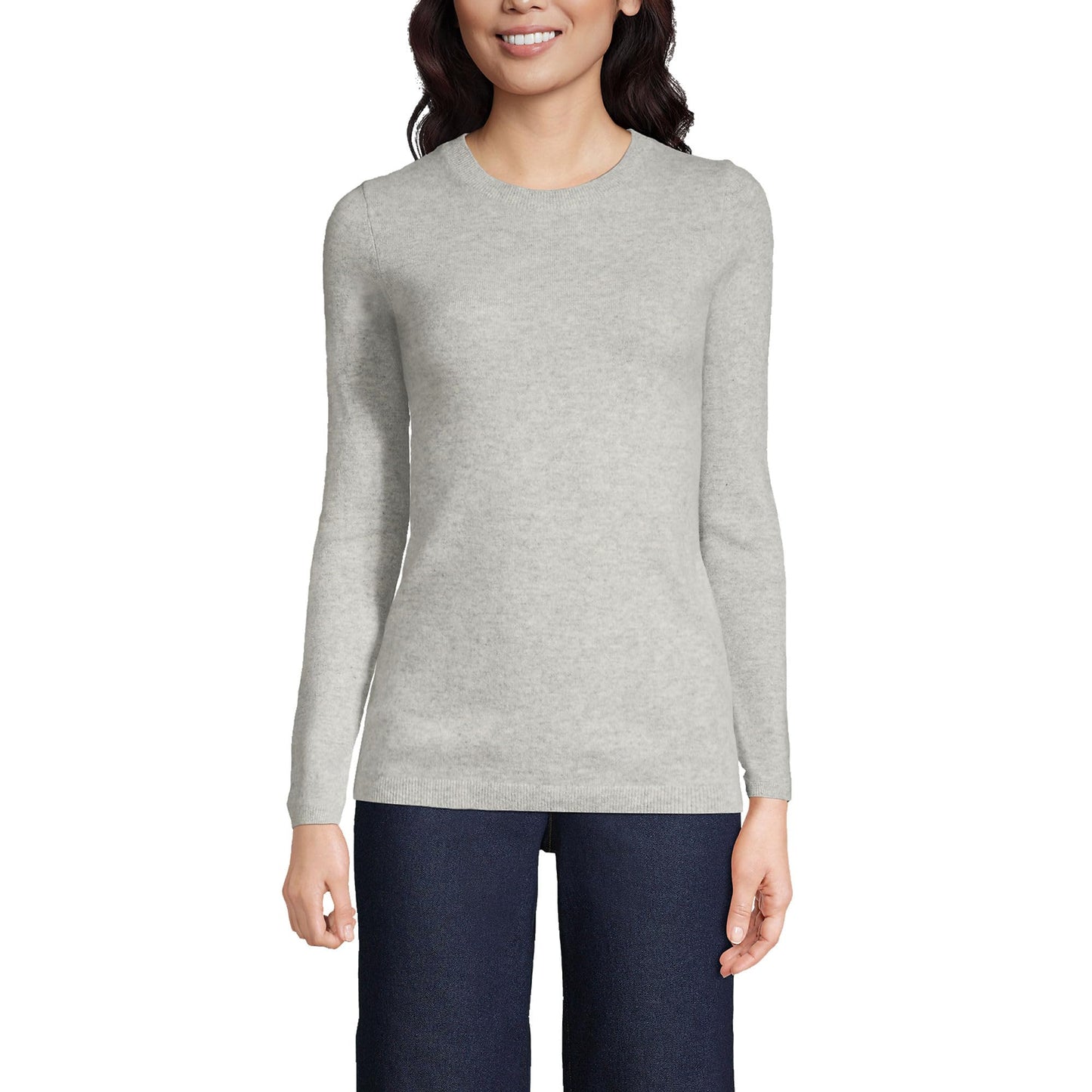 Lands' End Womens Cashmere Sweater Gray Heather Tall Small