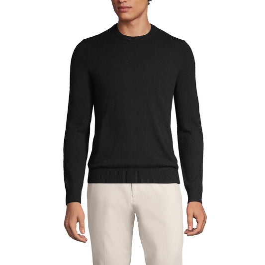 Lands' End Mens Fine Gauge Cashmere Sweater Black Tall Large