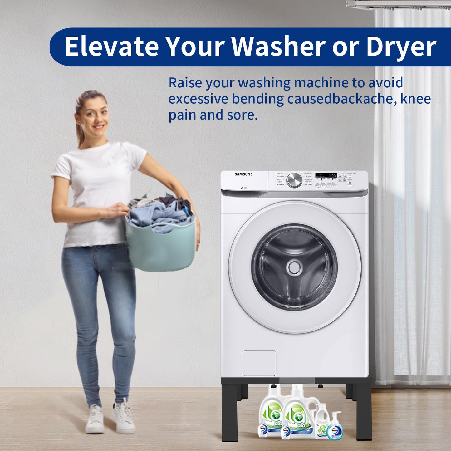 ANBase Heavy-Duty All Steel Laundry Pedestal 16" Height, Full size Universal Washing Machine Stand, Dryer Stand, Suitable for all Washer and Dryer Stand (Black)