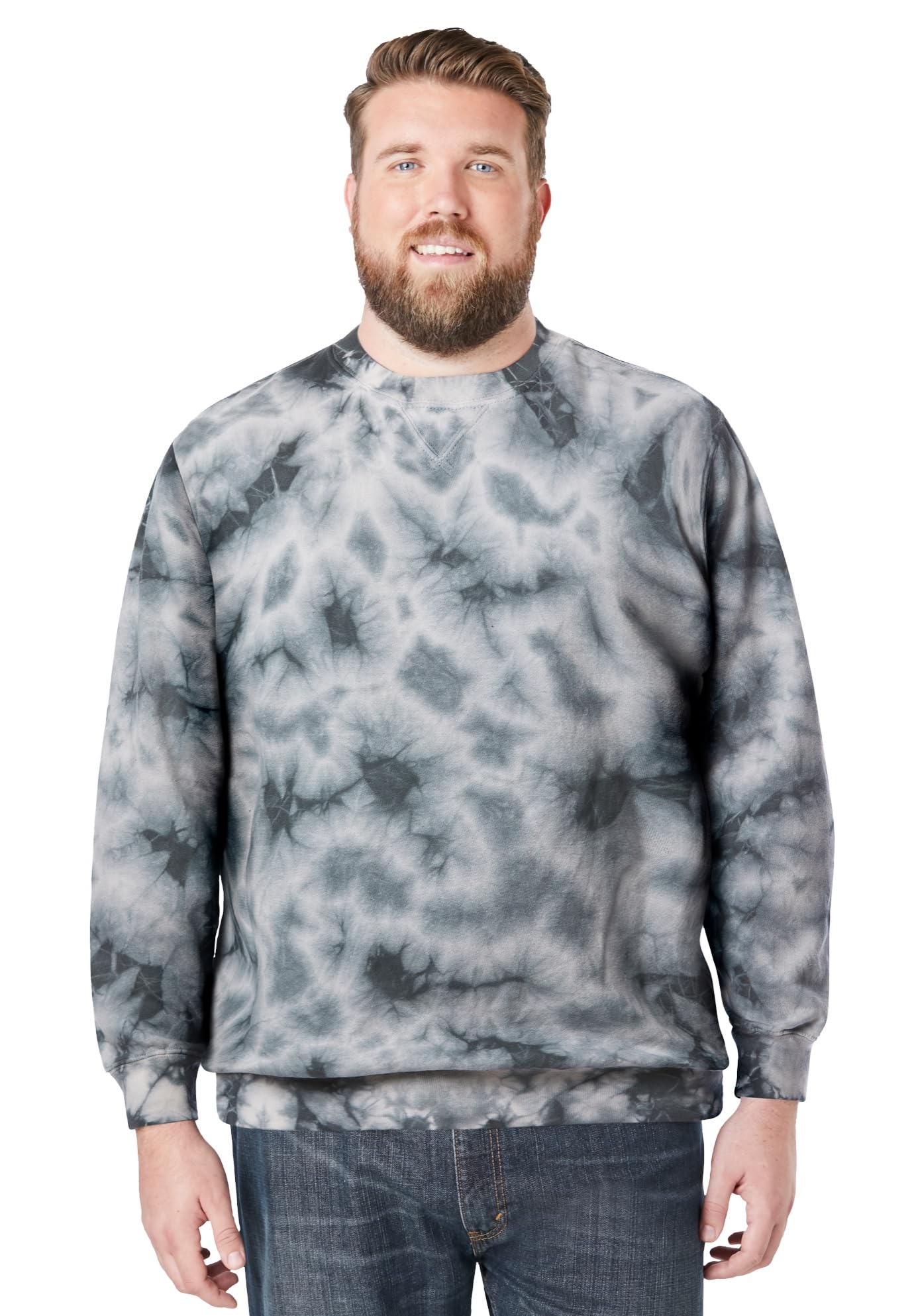 KingSize Men's Big & Tall Fleece Crewneck Sweatshirt - 8XL, Steel Marble