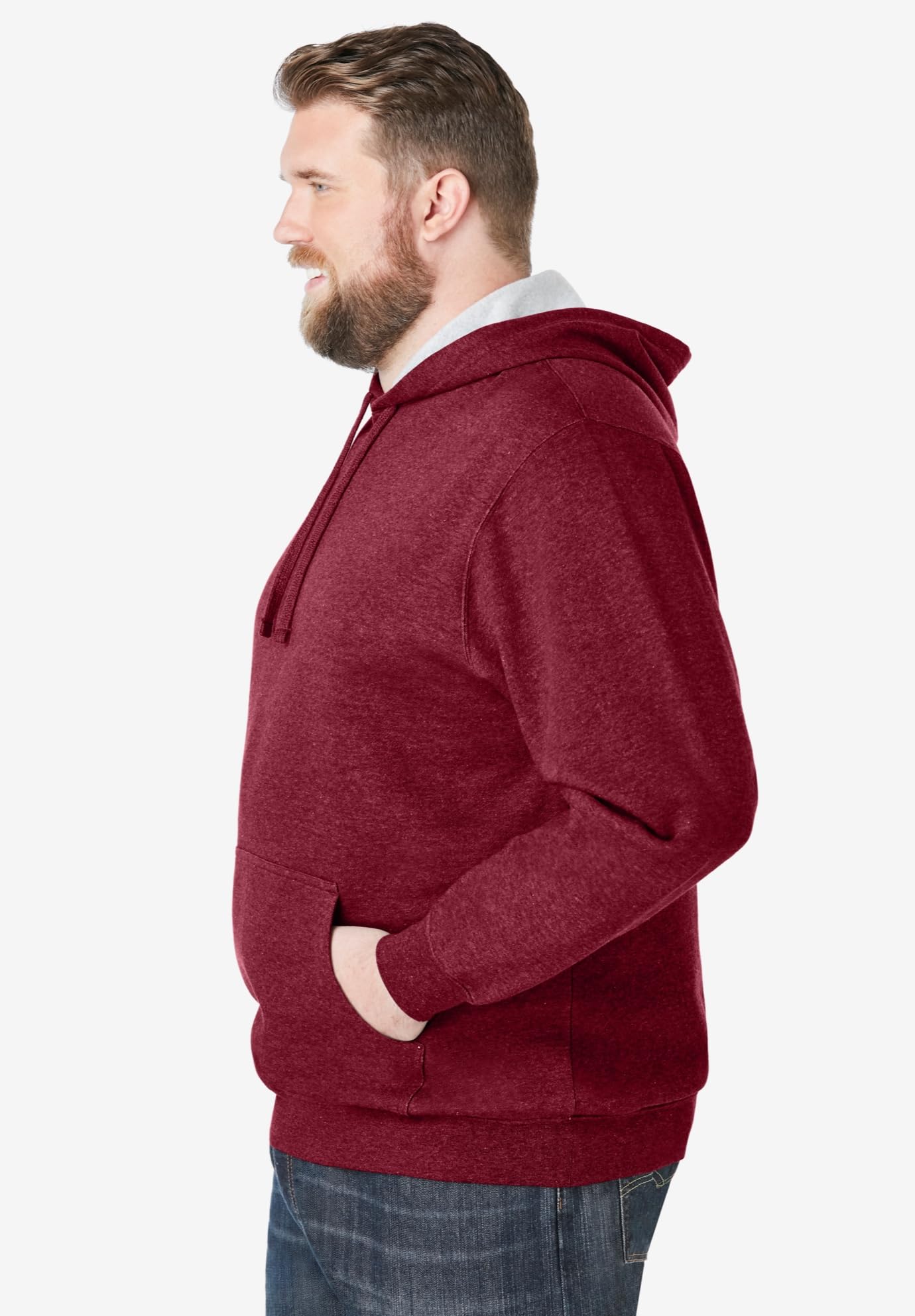 KingSize Men's Big & Tall Fleece Pullover Hoodie - 3XL, Burgundy Marl
