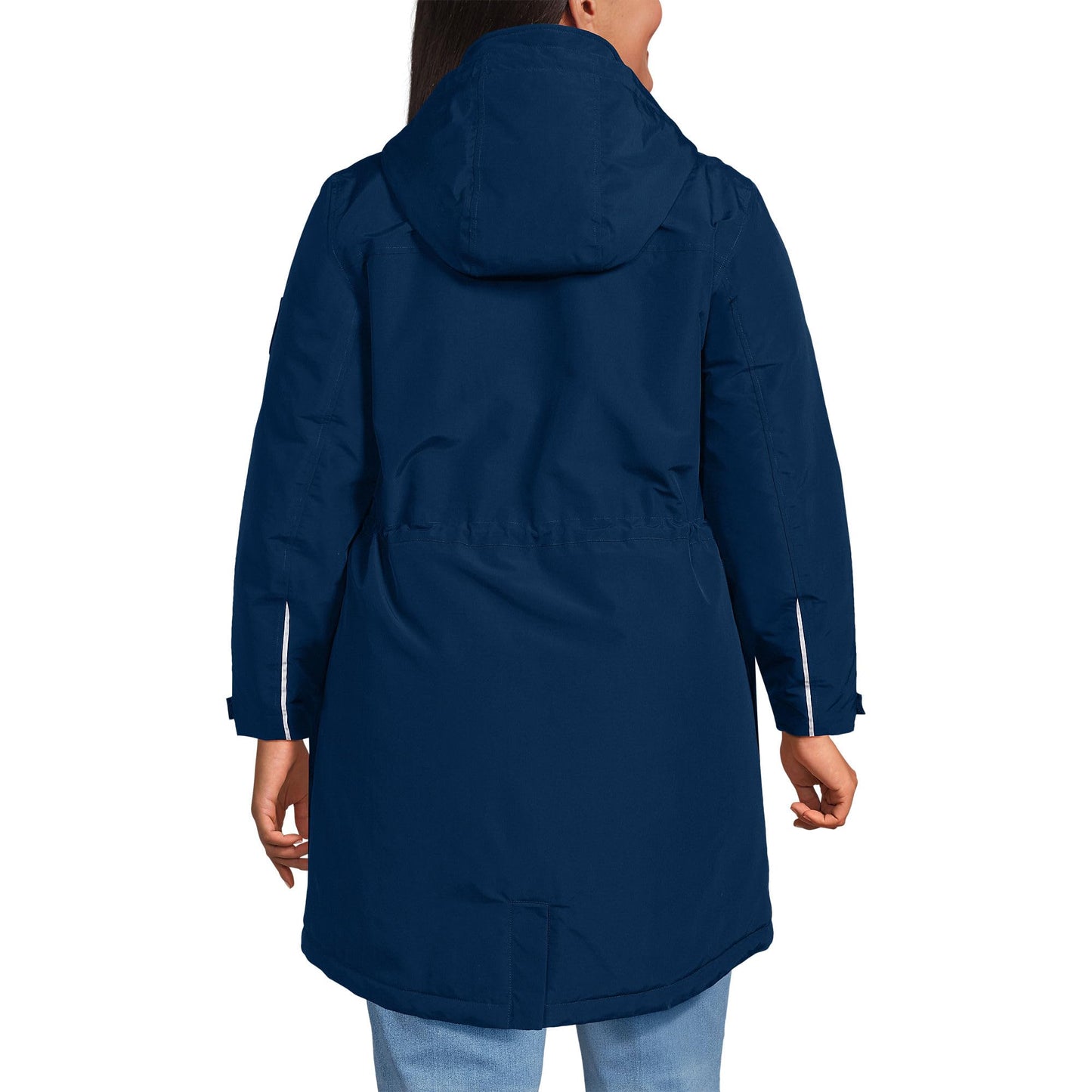 Lands' End Womens Squall Waterproof Parka Deep Sea Navy Tall Medium