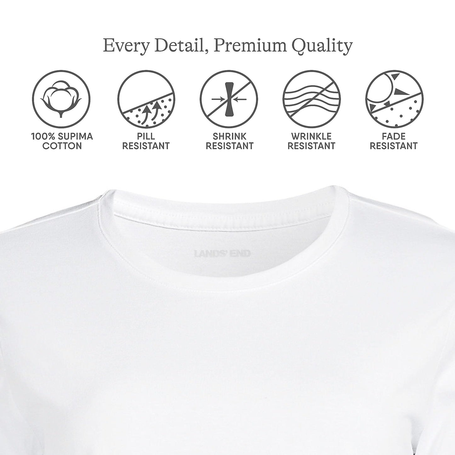 Lands' End Womens 3Q Cotton Supima Crew Neck Tunic White Tall X-Large