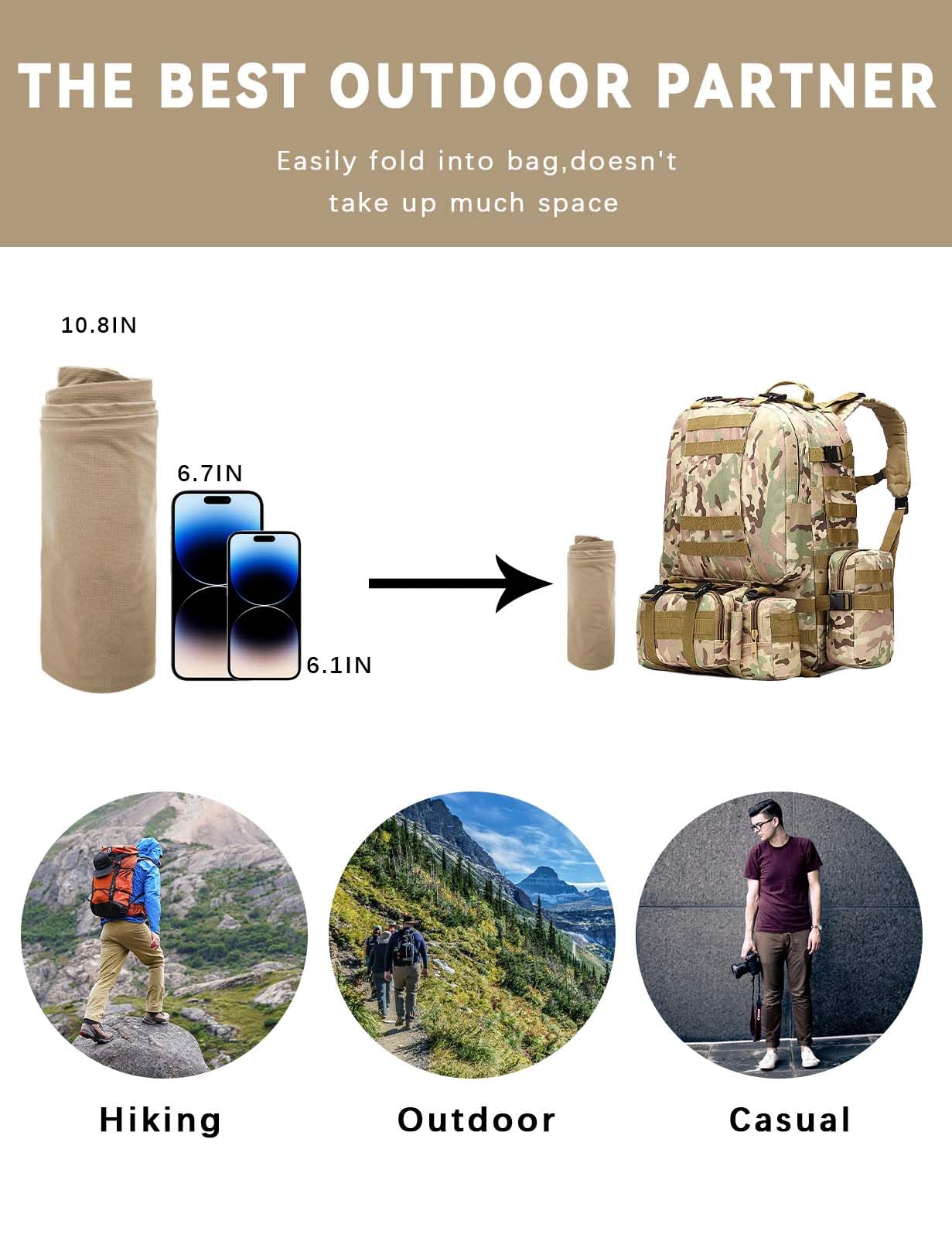 SEVEGO 30"/32"/34"/36" Inseam Men's Tall Hiking Pants Quick Dry Outdoor Waterproof Fishing Cargo Pants with Belt 5 Pockets 38" Khaki M