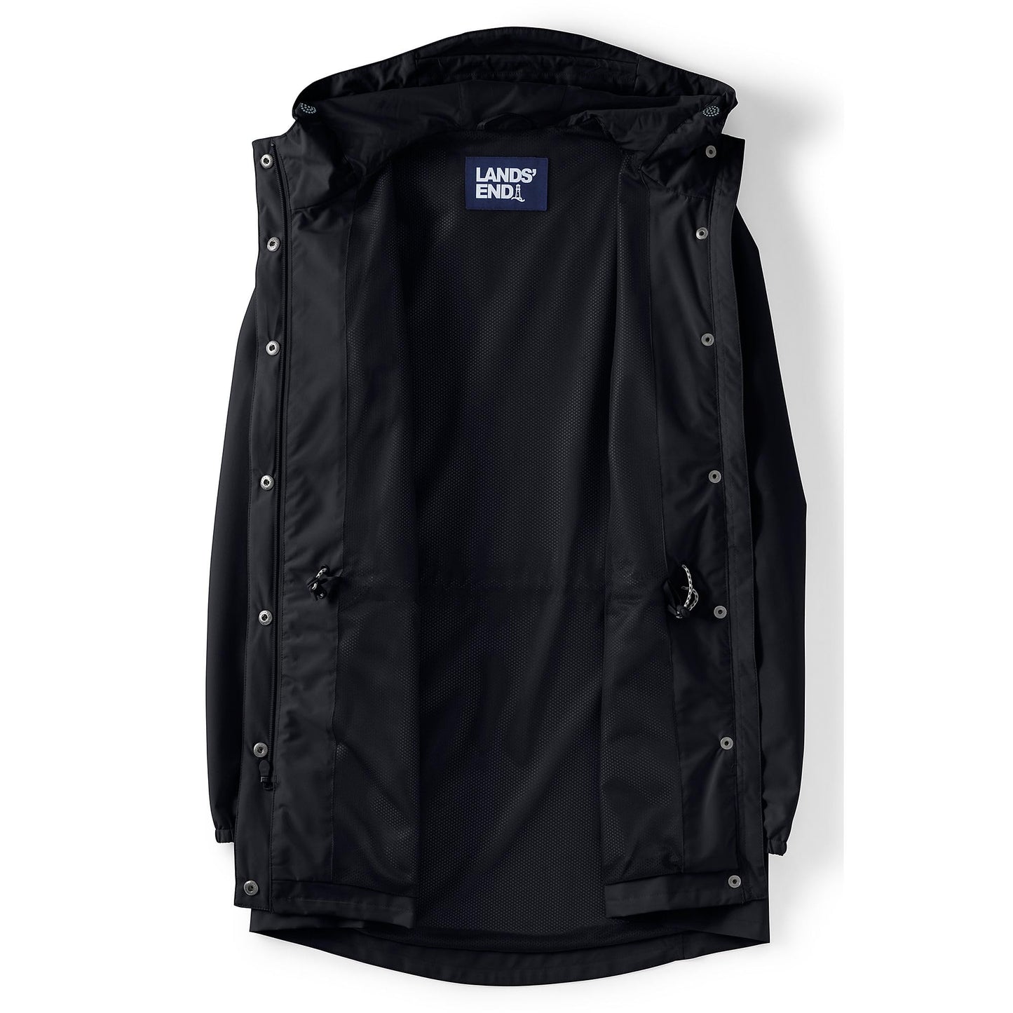 Lands' End Womens Packable Waterproof Raincoat Black Tall X-Large