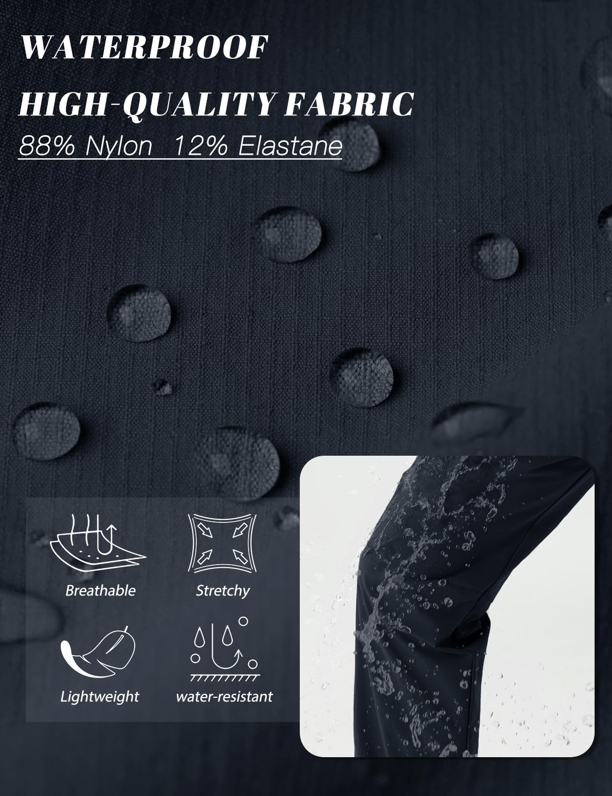 SEVEGO Womens Hiking Pants Tall Inseam 36" Athletic Cargo Pants Lightweight 4 Zipper Pockets Water Resistant Elastic Waist, Blue, M