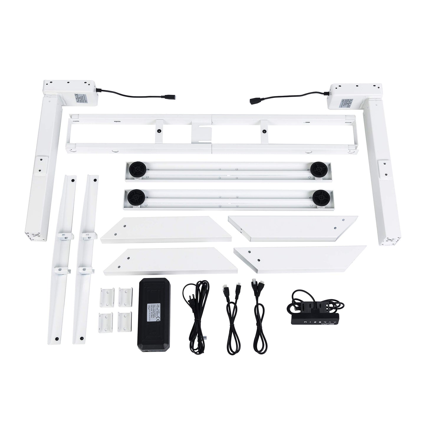 VWINDESK VJ205 Electric Height Adjustable Sitting Standing Desk Frame Sit Stand - Dual Motors 3 Stages Motorized Desk Base Only, White - 49.2'' Max Height