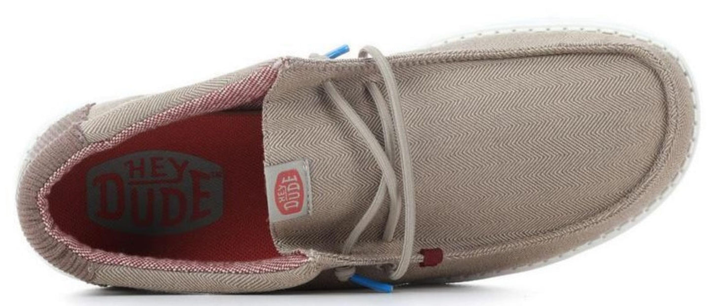 HEYDUDE Men's Wally Stretch Canvas, Herringbone Tan, Size 14