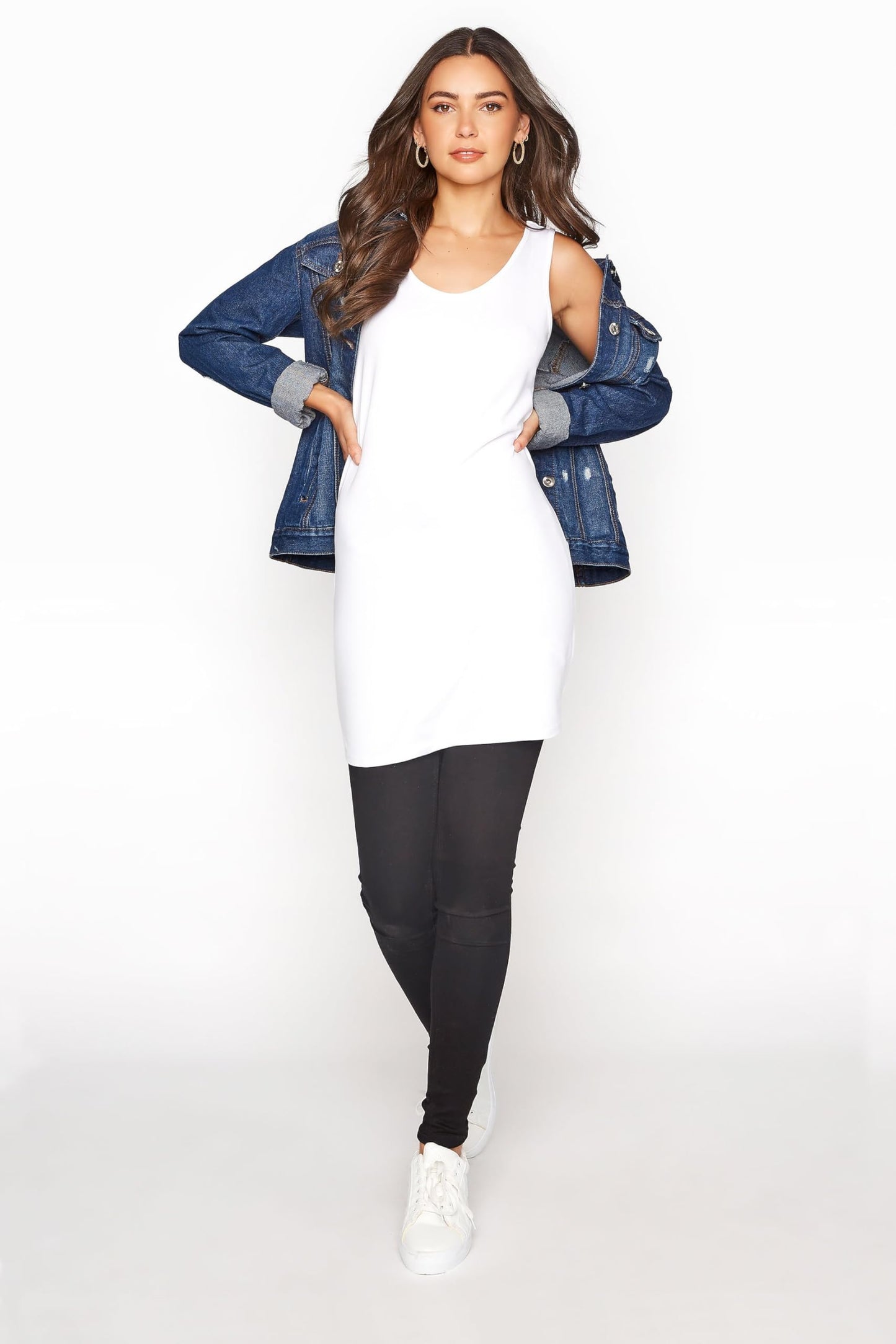 Long Tall Sally Women Tall Longline Undershirt Top White 10-12
