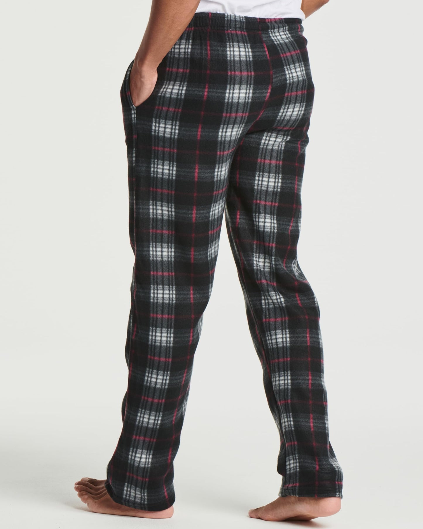 Real Essentials 3 Pack: Mens Fleece Plaid Pajama Pants - Lounge Pajama Bottoms - Set 5, 5X Tall