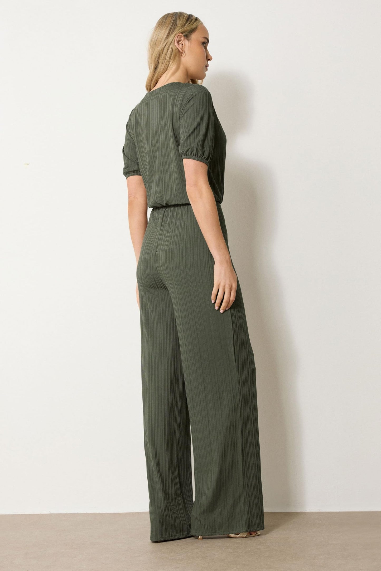 Long Tall Sally Lts Tall Ribbed Wrap Jumpsuit Khaki 16