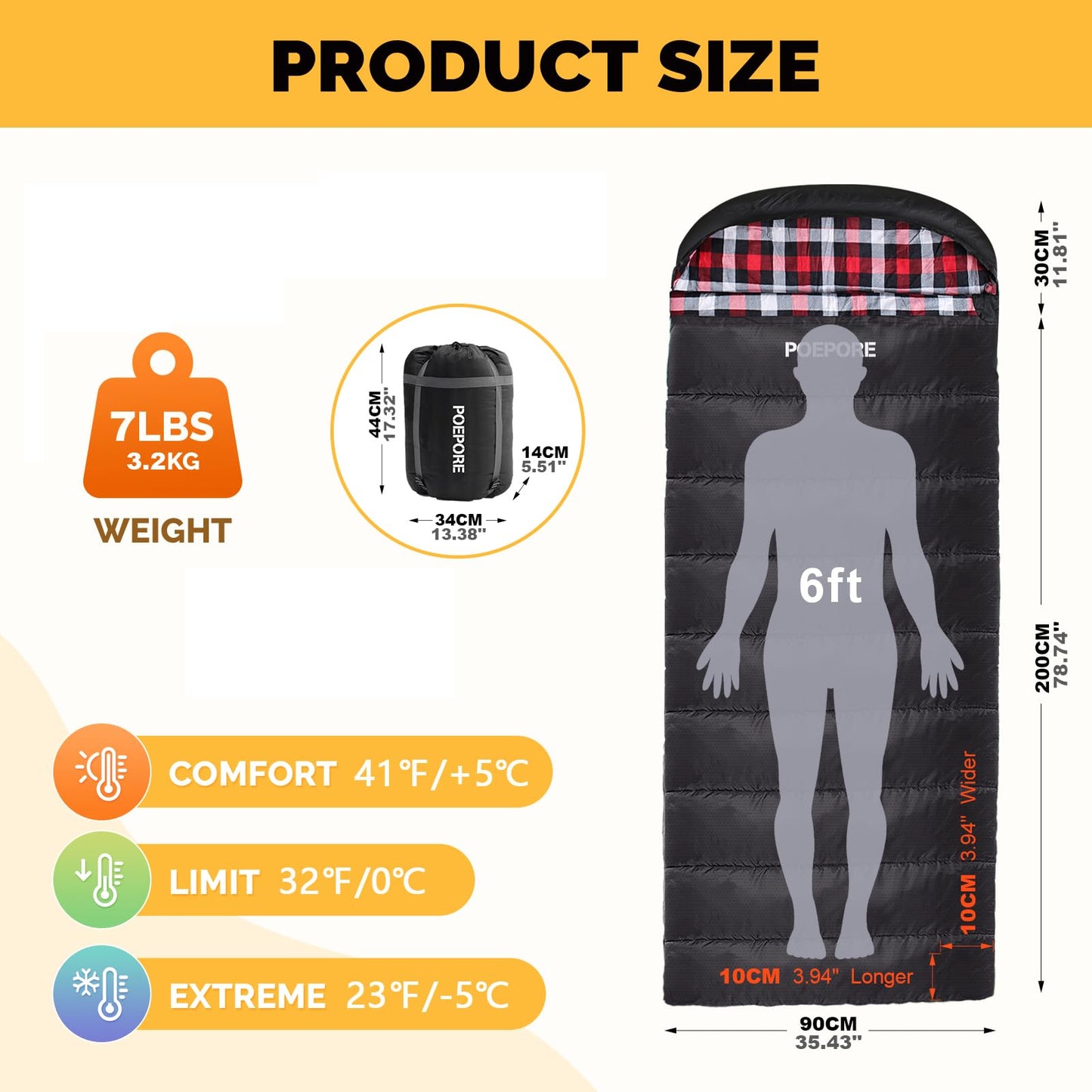 Extra Long (7'6") Flannel Sleeping Bag Cold Weather: 0 Degree