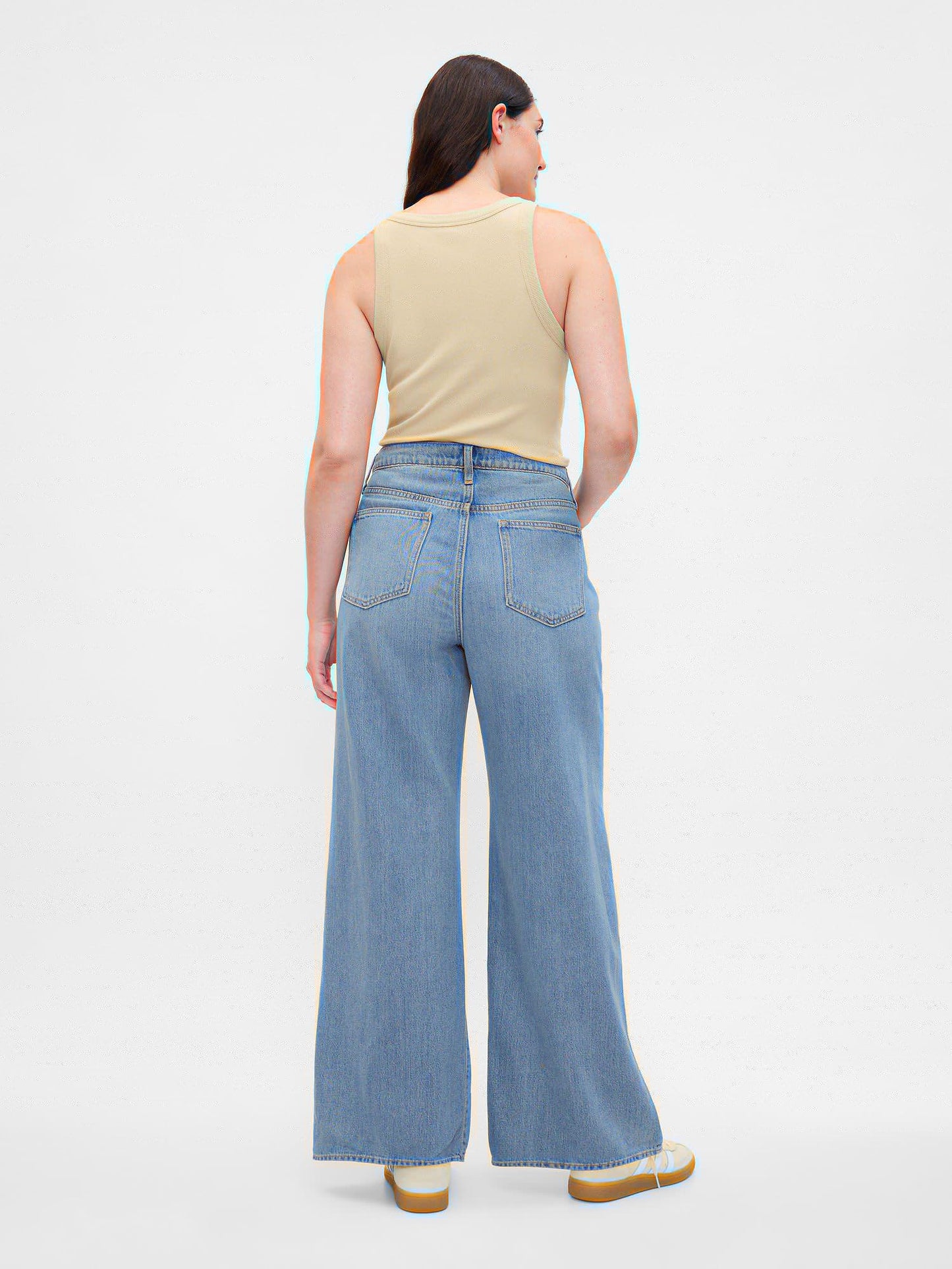GAP Womens High Rise Wide Leg Jeans Light Bergie 27 Long