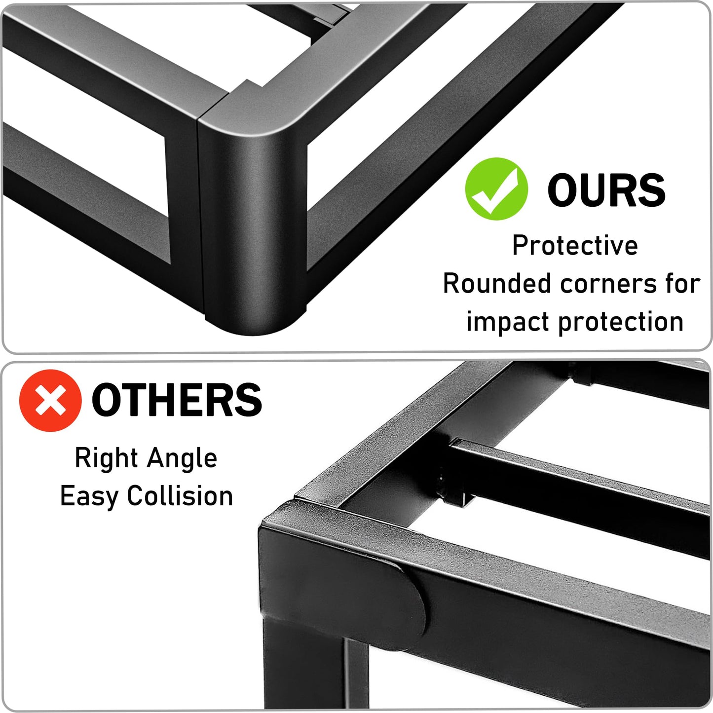 Firpeesy Upgrade Anti Bending and Round Corner Legs 10 inch Metal California King Bed Frame 3500 LBS Heavy Steel Slats Support Platform Bed Frame No Box Spring Needed Platform Noise Free Easy Assembly