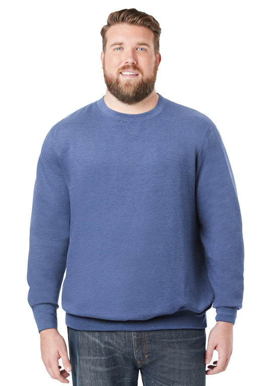 KingSize Men's Big & Tall Fleece Crewneck Sweatshirt - L, Heather Slate Blue