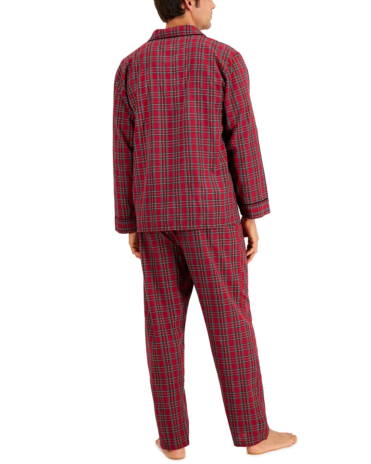 Hanes Men's Tall Man Classics Broadcloth Woven Pajama Set, 4016T, Red Plaid, LT